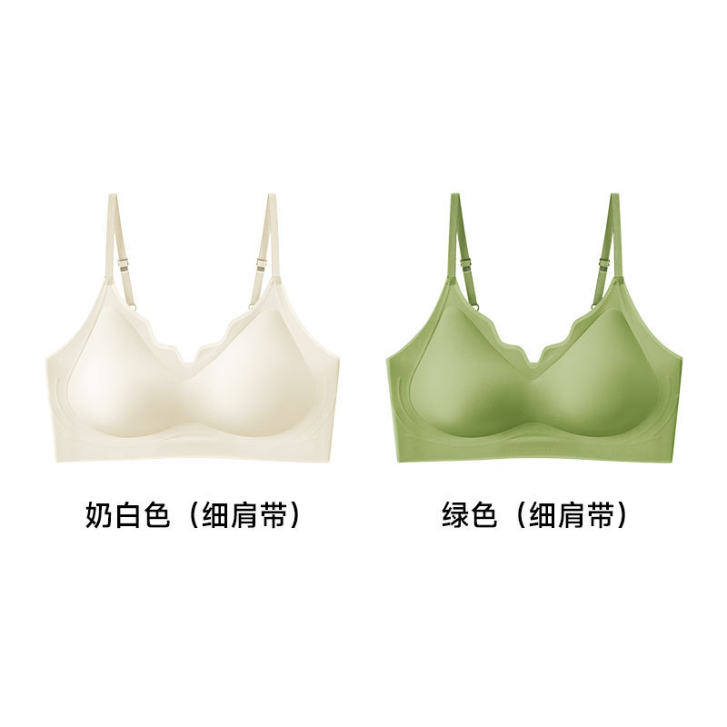 草本の初色の下着の女性の2025年の新型のゼリーの条の柔らかい支持はサスペンダーの跡がなくて、通気性が薄いブラジャーを閉じます。|undefined