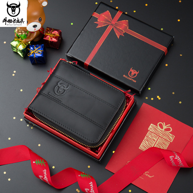 Capitán Niu cuero corto horizontal primera capa billetera de piel de vaca casual Cambio de licencia de conducir cartera ranura para tarjeta multifuncional