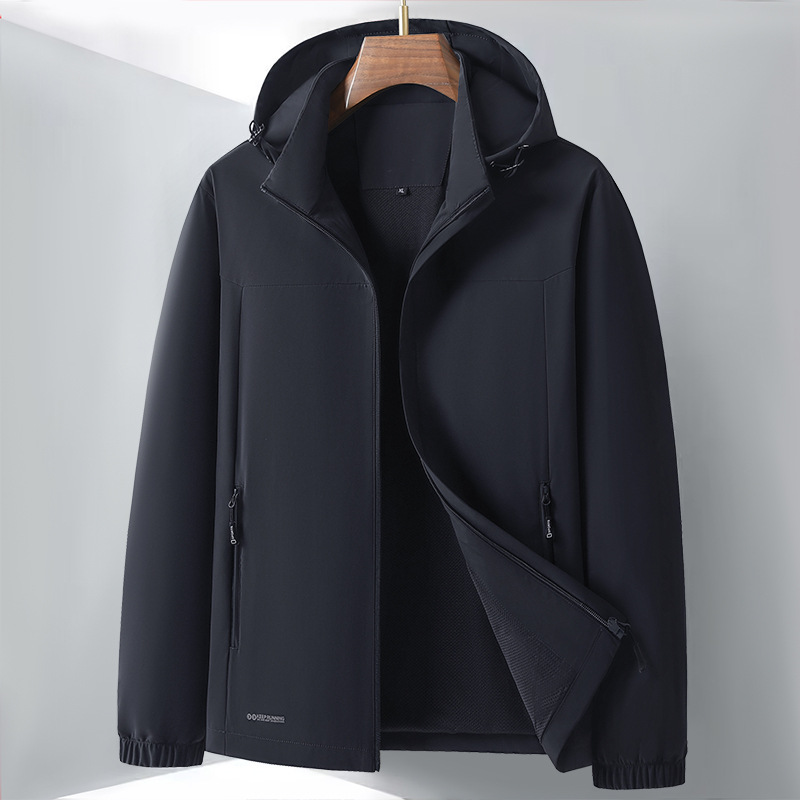 New Autumn Jacket Men's Stretch Plus Size Jacket Men's Casual Sports Hooded Windbreaker Easiest for Match Trendy Jacket Men