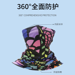 Hui Cen Cycling Sunscreen Ice Silk Magic Head Scarf for Men and Women Polyester Quick-Drying Versatile Head Scarf with Printing Cross-Border Sunshade Neck Scarf