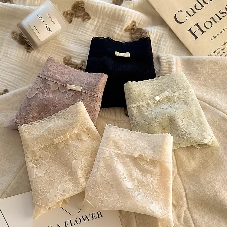 Mid-Waist Lace Panties for Women, Pure Desire Style, Skin-Friendly, Soft, Antibacterial, Pure Cotton Crotch, New Sexy Pure Desire Lace Panties