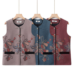 Middle-aged and elderly vest women's spring and autumn outdoor wear grandma spring new waistcoat mother's national style vest for the elderly