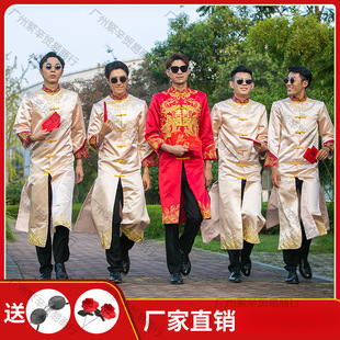 Best Man's Clothing Chinese Brothers Dress Group Dress Wedding Clothing Men's Cheongsam Xiuhe Groom Long Gown Clothes Autumn and Winter