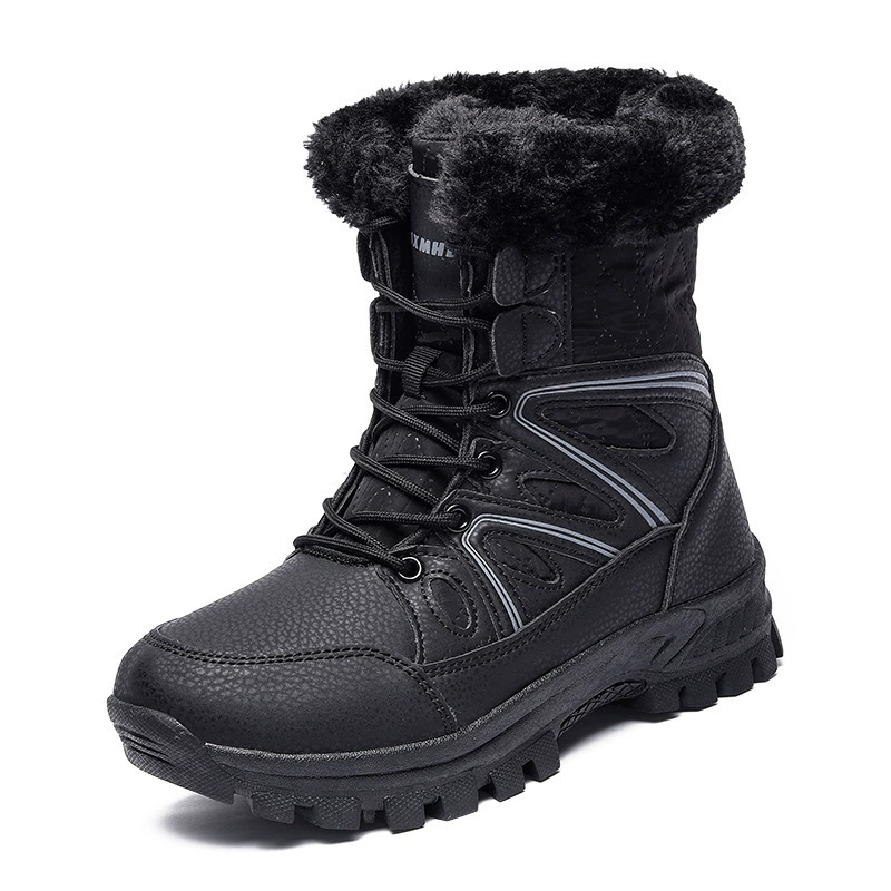 Warm platform boots, fleece‑lined lace‑up ankle boots, platform tread, plus sizes