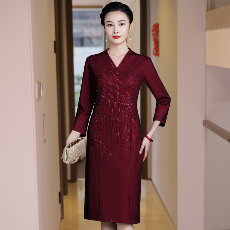 2022 Spring New Style Dress, Elegant and Stylish, Over-The-Knee Dress for Middle-Aged Women, Slimming Plus Size, Perfect for Mother of the Bride 2022 Spring New Style Dress, Elegant and Stylish, Over-The-Knee Dress for Middle-Aged Women, Slimming Plus Size, Perfect for Mother of the Bride