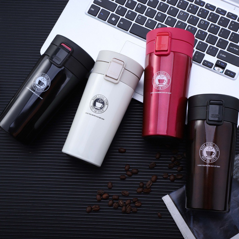 Taza de automóvil creativa de doble vacío de acero inoxidable cubierta de rebote de taza de café de oficina creativa taza de agua de negocios blanca