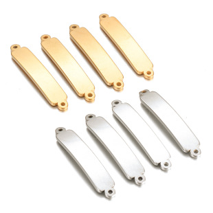 Spot 5*30mm Curved Long Bracelet Connector Stainless Steel Rectangular Double Hole Pendant DIY Jewelry Accessories