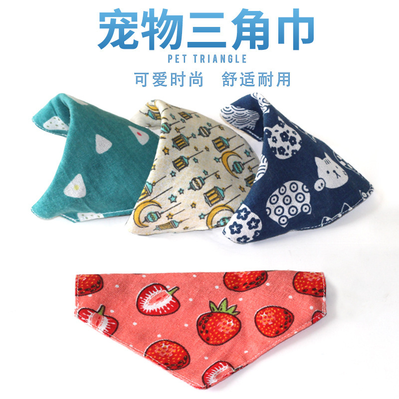 Pet saliva towel triangle towel without collar dog bib cute scarf cat dog saliva towel replacement cloth