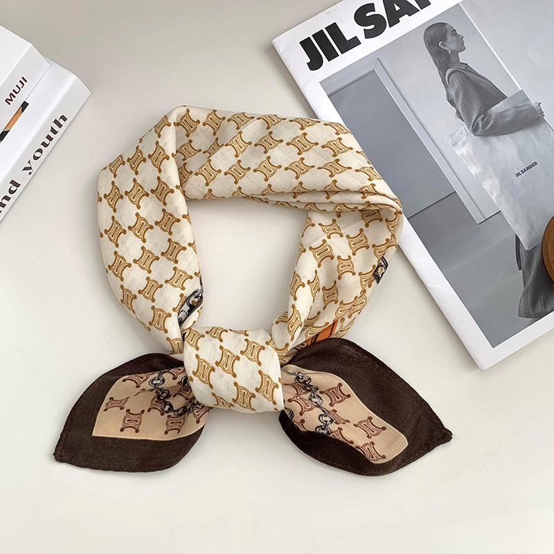 Bufandas de seda cuadrada alta sensación 2025 nueva moda decoración de algodón y lino pequeña bufandas de seda cuello bufandas de cuello