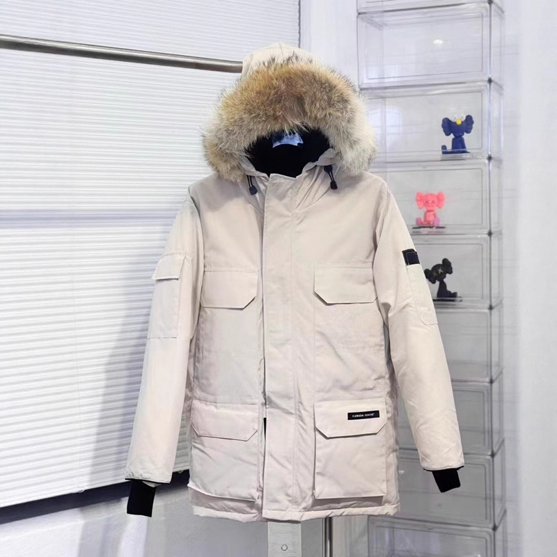 Canadian Goose Expedition 08 Winter Long Parka with Fur Collar and Hood for Men and Women, Couple's down Jacket