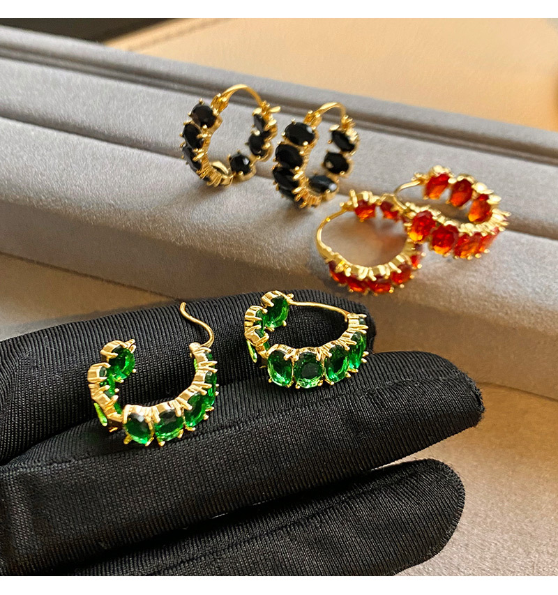 1 Pair Elegant Oval Inlay Copper Zircon Earrings display picture 6