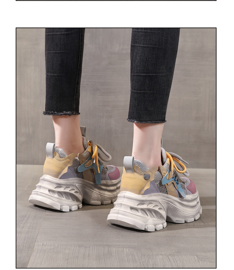 Giày sneaker nữ chunky đế dày tăng chiều cao, lưới thoáng khí, đa năng — màu sắc chi tiết 13