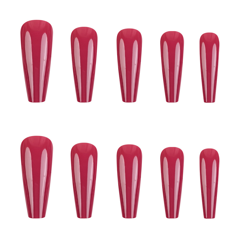 Cara roja cereza brillante para usar uñas de moda de color sólido parche de uñas falsas ventas calientes europeas y estadounidenses 24 piezas de ataúd de uñas