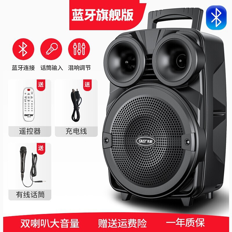 Xianke SAST V98 屋外スクエアダンスポータブルオーディオ 8inch モバイルポータブルワイヤレスマイク Bluetooth|undefined