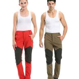 Outdoor Windproof Couple Soft Shell Rushing Pants Light Panel Men's and Women's Fleece Pants Loose plus size Fleece Liner Ski Pants
