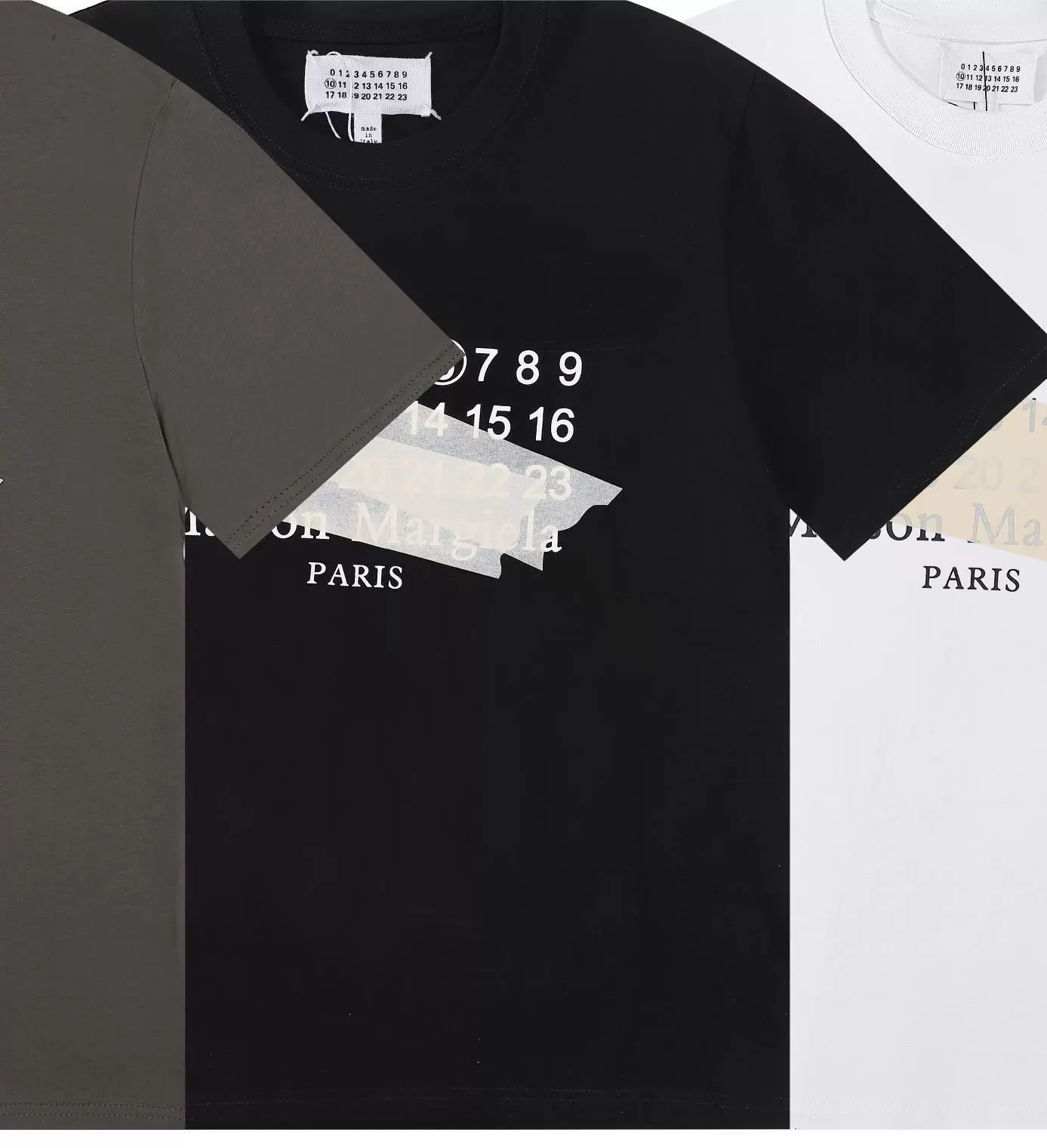 Maison Margiela 24SS коллекция MM6 цифровой узор круглый вырез мужской и женский модный бренд укороченный рукав футболка серия