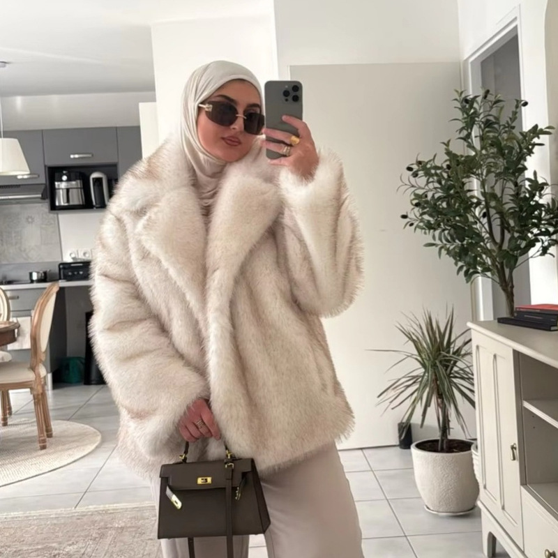 Cross-Border European and American Style Dyed Fox Fur Coat for Women, Autumn and Winter Warm Faux Fur Jacket, Fashionable Imitation Fur Coat Cross-Border European and American Style Dyed Fox Fur Coat for Women, Autumn and Winter Warm Faux Fur Jacket, Fashionable Imitation Fur Coat