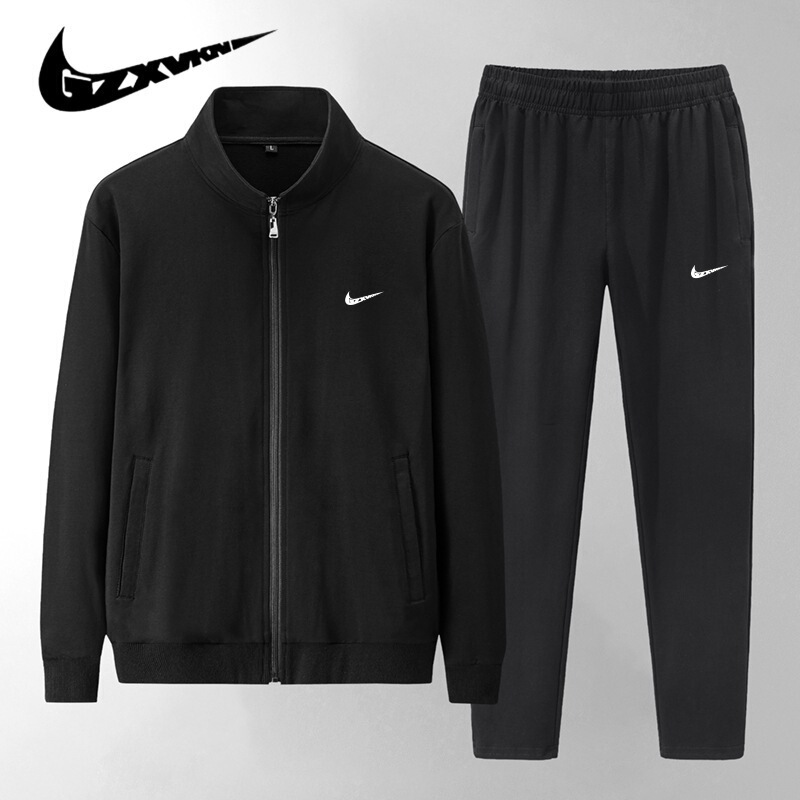 Cross-Border Men's Clothing 2024 Autumn and Winter Pure Cotton Sports Casual Suit Men's Large Size Cardigan Sweatshirt and Sweatpants Two-Piece Set for Men