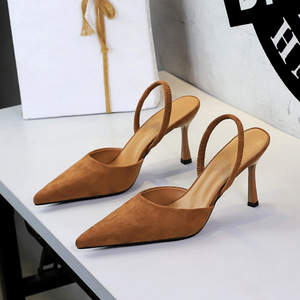 9627 Korean style fashion pointed shallow mouth sexy back strap temperament slim heel high-heeled women's shoes hig