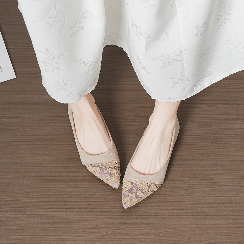 Lace Color-Blocked Pointed-Toe Flat Shoes for Women 2026 Spring and Summer New Style Shallow Mouth Soft-Soled Comfortable Women's Fashion Shoes for Women Lace Color-Blocked Pointed-Toe Flat Shoes for Women 2026 Spring and Summer New Style Shallow Mouth Soft-Soled Comfortable Women's Fashion Shoes for Women