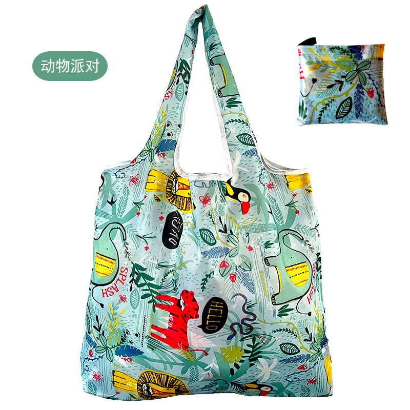 En stock pelo rápido Grande 190T tela de flores bolsa de compras Portátil Bolsa de poliéster bolsa plegable al por mayor bolsa de regalo publicitario