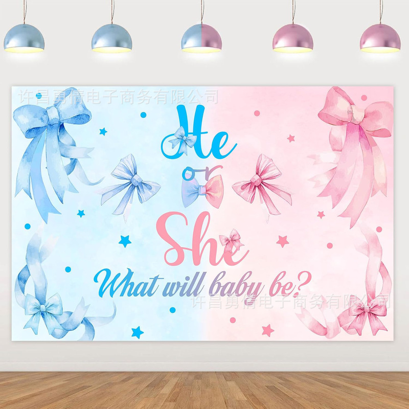 Amazon's New Boy and Girl Gender Reveal Background Party Decoration Photo Banner Hanging Cloth Hanging Flag Manufacturer