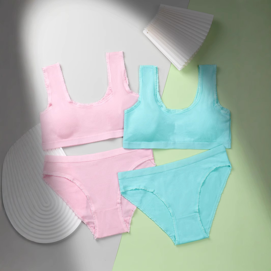 Ropa interior de algodón puro para niñas 12-16 años, estudiantes de primaria y secundaria, ropa interior de desarrollo para niñas, ropa interior de sujetador delgada sin anillo de acero
