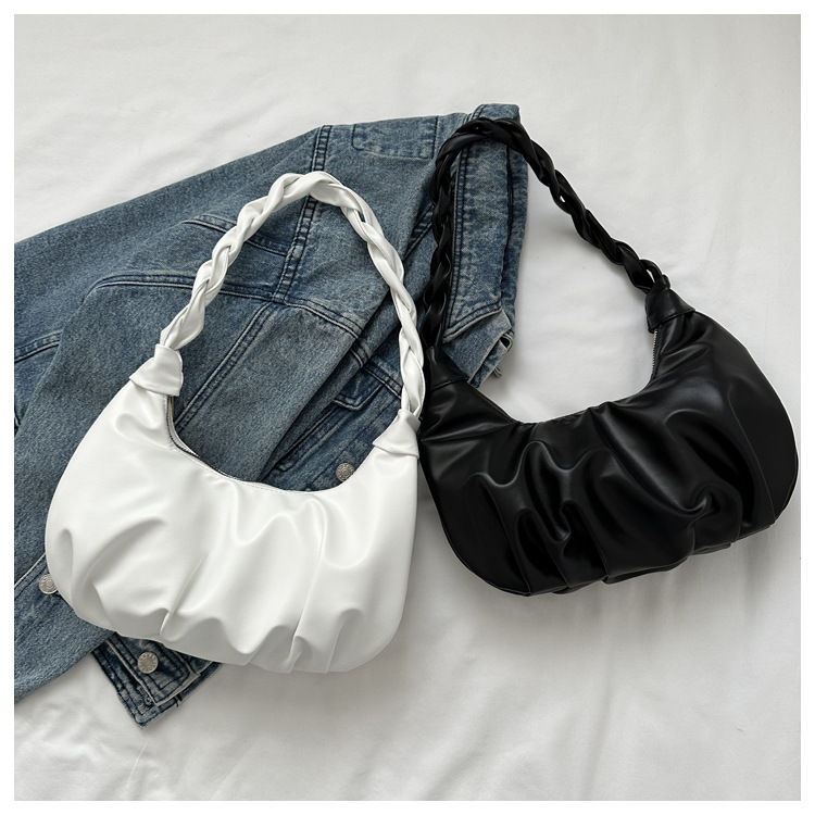 Cloud pleated single shoulder underarm bag with texture for women's 2024 new trendy internet celebrity handbag_senzul.com