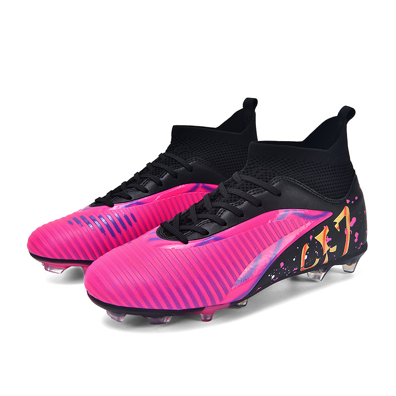 2025 zapatos de fútbol nuevo anti-deslizante para hombres y mujeres clavos largos césped transfronterizo fábrica juvenil venta directa de un cabello