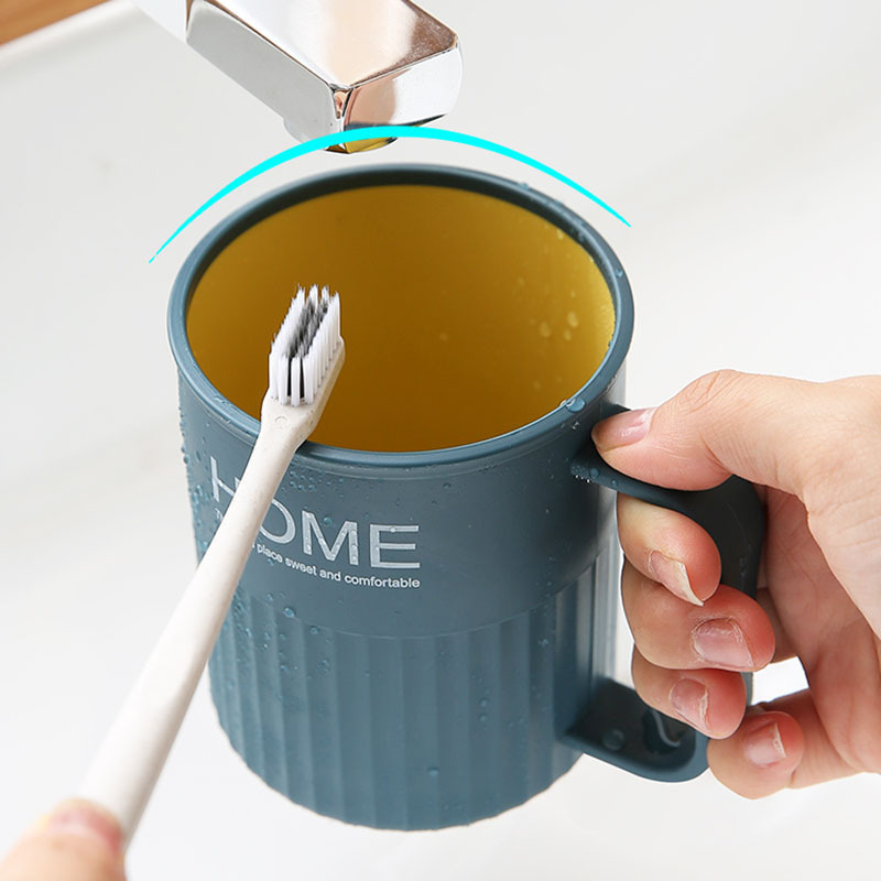 跨境双色漱口杯家用刷牙杯子洗漱杯情侣简约牙刷杯撞色带手柄牙缸|undefined