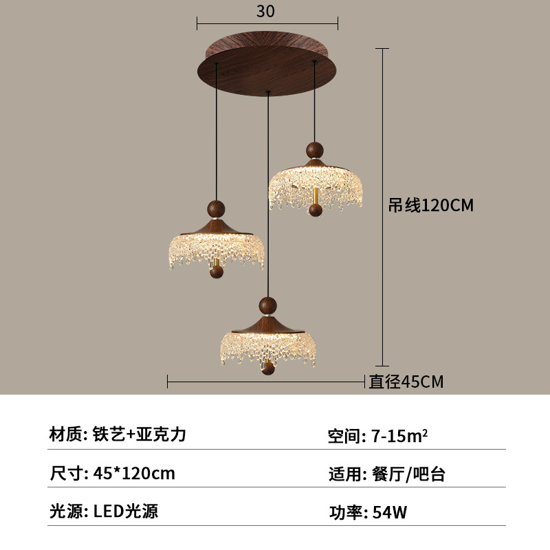 Estilo medieval color nuez inteligente elevación minimalista comedor retro lámpara de pasillo estudio dormitorio cabecera comedor candelier