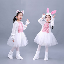 新元旦兒童小兔子演出服小白兔動物表演服裝學貓叫貓咪舞蹈蓬蓬裙