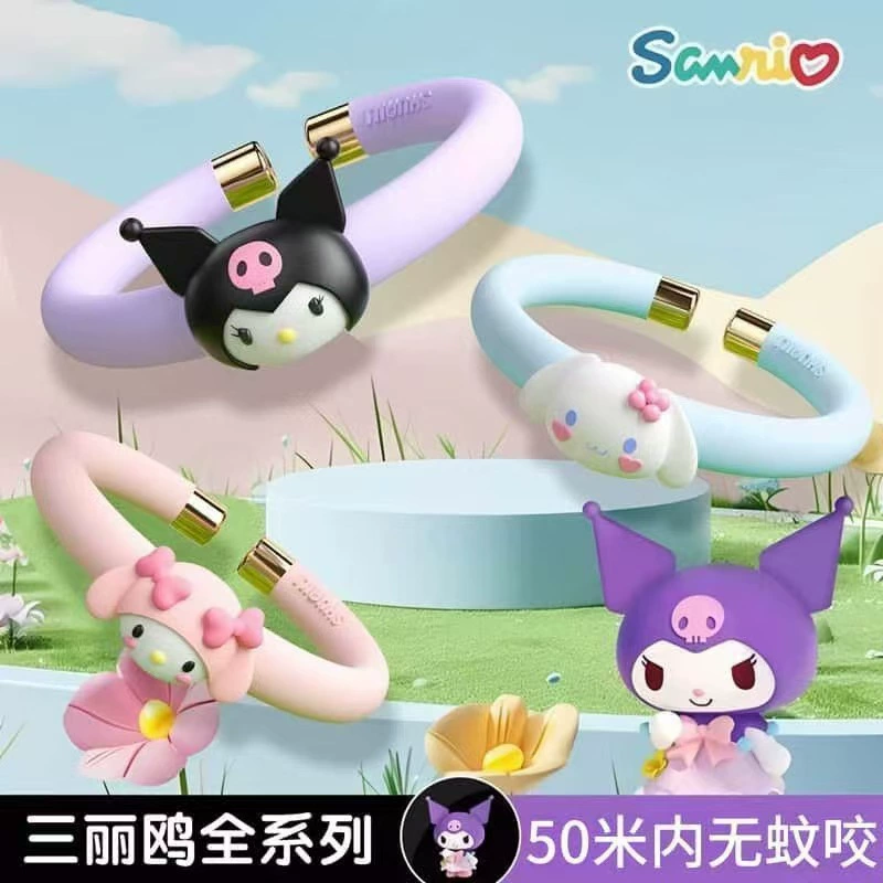 Светящийся в темноте браслет с эфирным маслом Sanrio, репеллент от комаров, мультяшный Куроми, уличный антикомарный артефакт для взрослых и детей