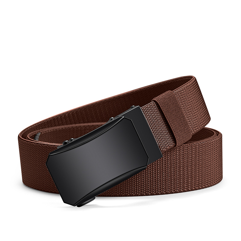 现货男士高弹力尼龙自动扣战术腰带中青年休闲帆布皮带一件代发