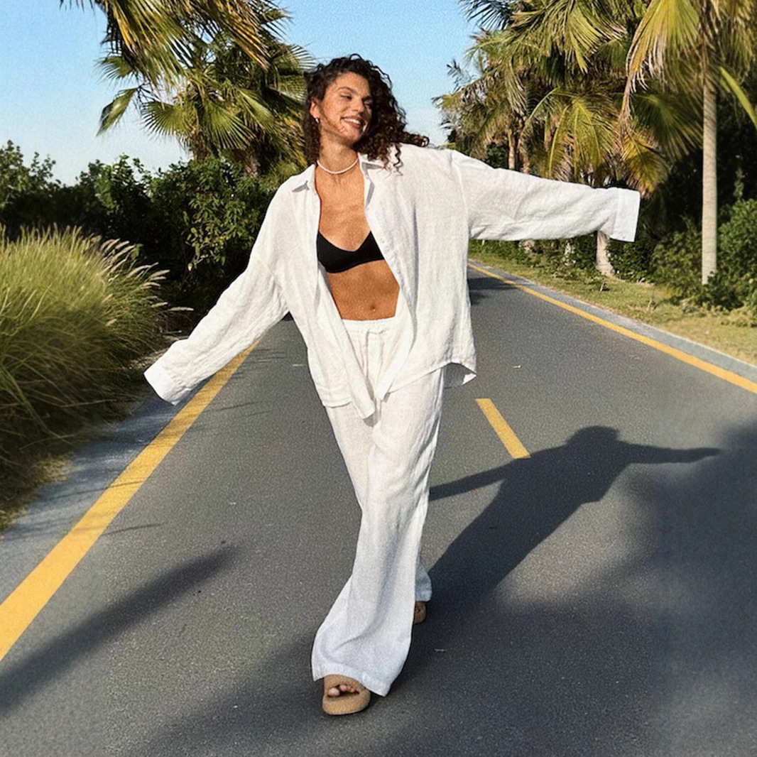 2026 Pants European And American Spring Summer Loose Long Sleeve Shirt Casual Set For Women_ecoleips.com