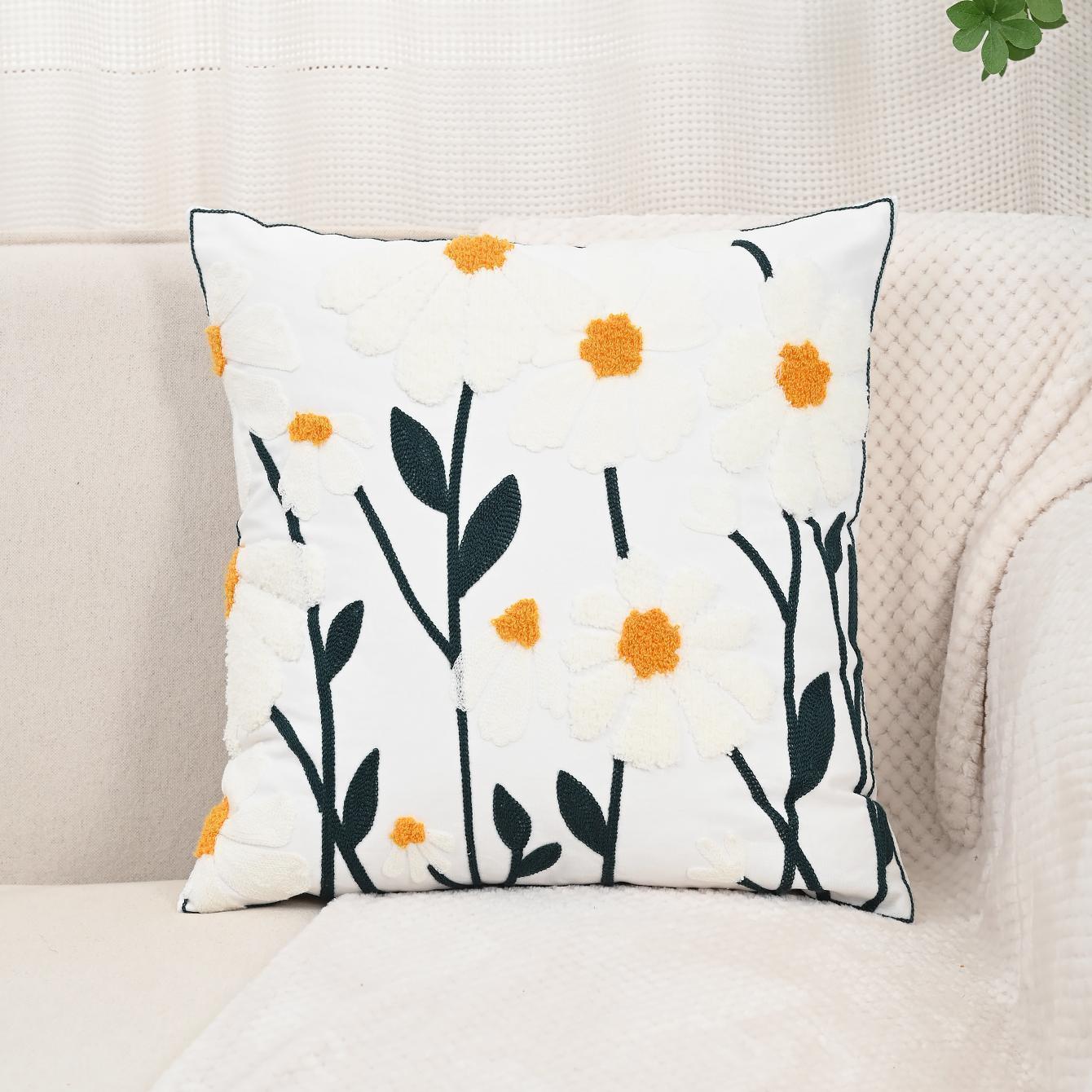 Nordic ins sala de estar toalla bordada sofá almohada cojín pequeño modelo fresco habitación almohada de respaldo de cabecera funda de almohada