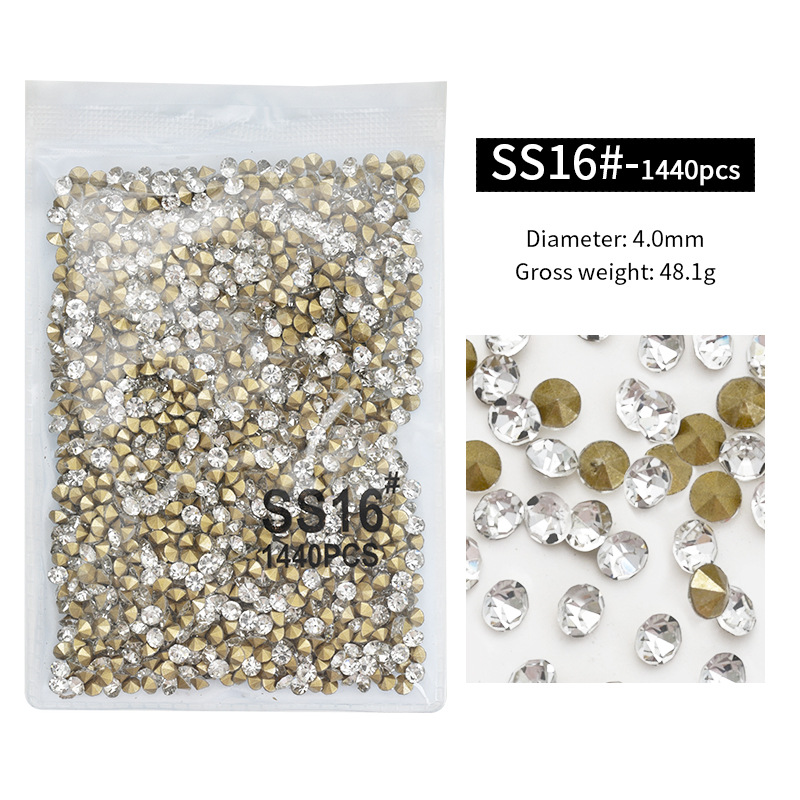 1440 uñas arte plano transparente diamante blanco Super Flash checa diamante austriaco AB color tamaño uñas accesorios decorativos de diamantes al por mayor