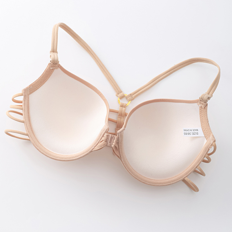 Verano ropa interior de espalda abierta lisa sin marcas sujetador de botón frontal sexy pecho pequeño sujetador de comercio exterior del sudeste asiático spot