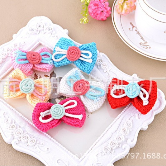 韩款DIY手工毛线小花 儿童童装辅料  毛线卷芯结