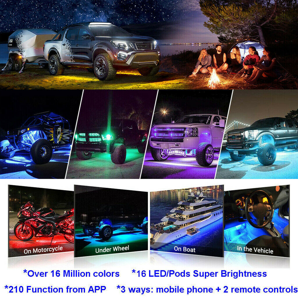 Un remolque seis luces de chasis bluetooth colorido un remolque seis luces de atmósfera RGB doble control remoto un remolque ocho luces de atmósfera APP off-road image 3