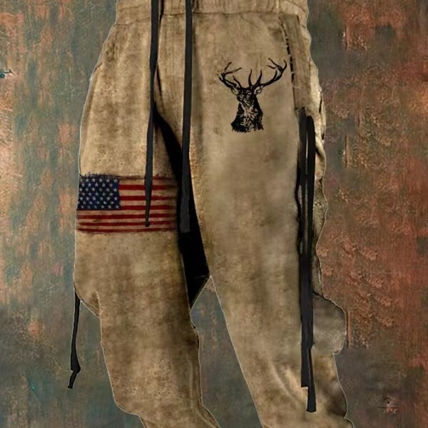 Cross-border new fashion 3D printed men's autumn and winter sweatpants lanyard elastic waist sports casual trousers jogging pants