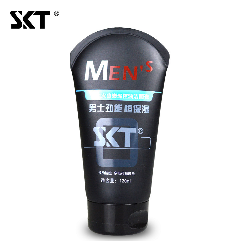 SKT男士清爽控油洁面泥净透补水清爽深层清洁洗面奶护肤品批发