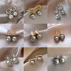 Retro silver needle from pearl, sophisticated fashionable advanced earrings, French retro style, simple and elegant design, high-quality style, bright catchy style, wholesale