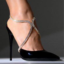 欧美水钻脚链 时尚潮流高跟鞋链条走秀奢华闪亮水晶脚链女Anklet