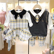 韩版童装一件代发宝宝龙凤胎服装秋款男女童两件套装姐弟装兄妹装