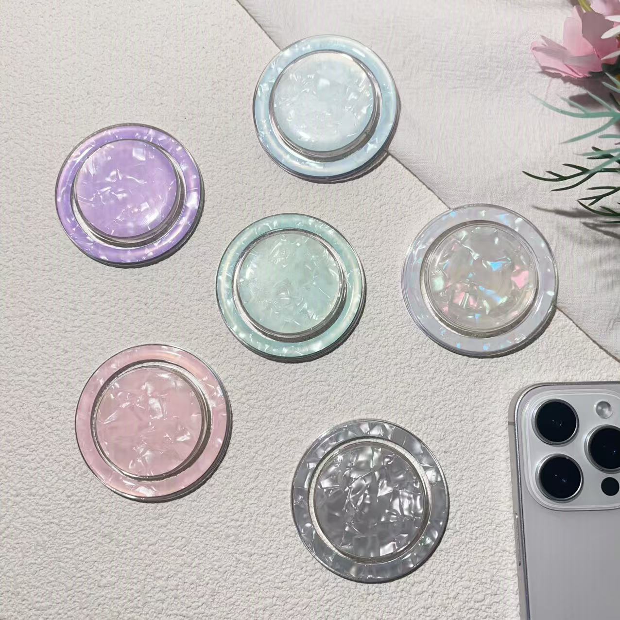 Colorful Shell Paper Magsafe Magnetic Airbag Holder Ins Style Shell Pattern Mobile Phone Holder Back Sticker Cross-Border Hot Sale