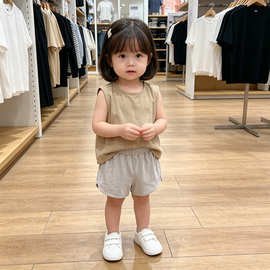 儿童韩版复古短裤夏季新款包边热裤男女童宽松裤子批发代理