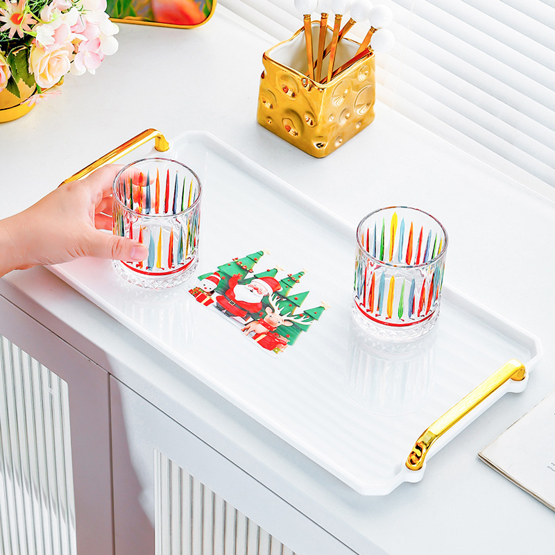 Cute Christmas Rectangular Plate Export Dinner Plate Internet Celebrator Plastic Plate Creative Cake Tray Dessert Plate