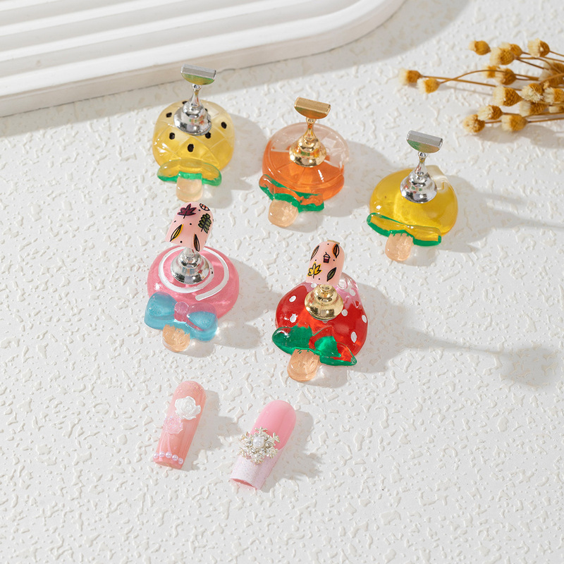 Japanese Cute Fruit Strawberry Methyl Acrylic Practice Display Stand Magnetic Base Nail Art Practice