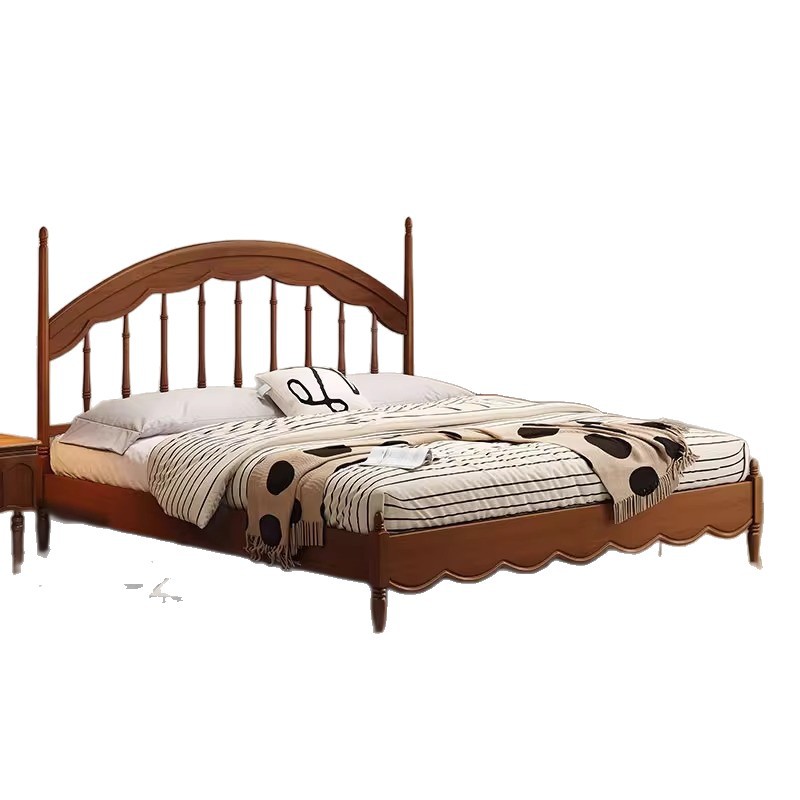Cama Windsor medieval Cama de arpa Retro francés 1 metro 8 Dormitorio principal Muebles de madera maciza Cama doble Cama de almacenamiento